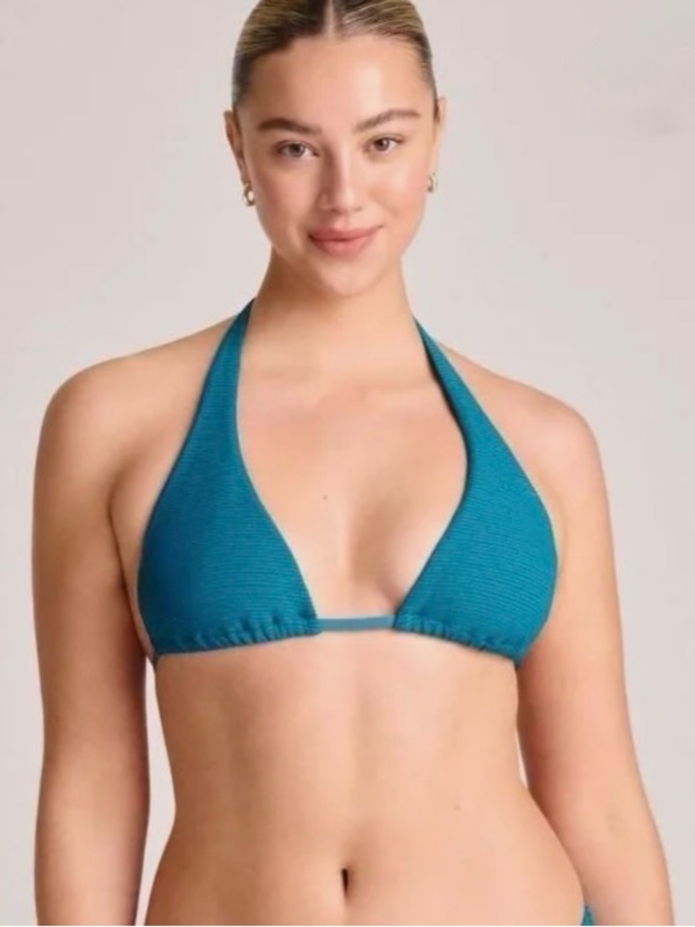 New Vitamin A textured jade Teal Ribbed Halter convertible bikini top xsmall